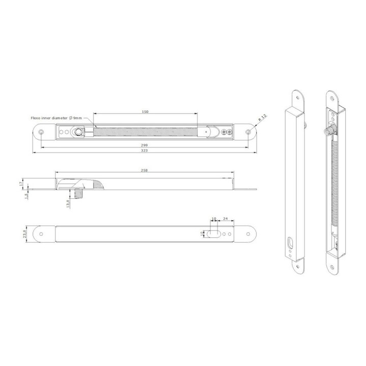 Opener & Closers Passage de câble 323x23,8x17, Section 9mm