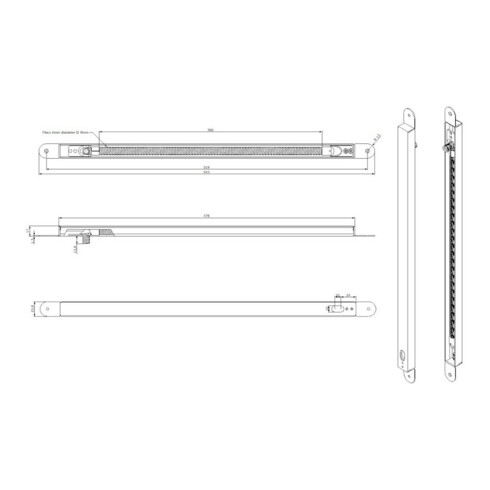 Opener & Closers Passage de câble 543x23,8x17, section 9 mm