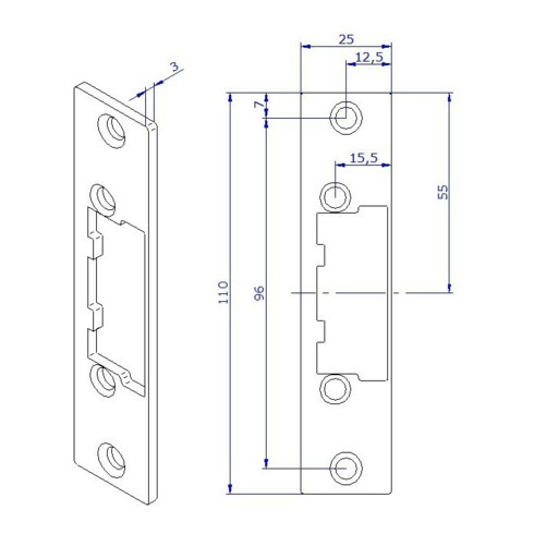 Opener & Closers Plaque de fermeture courte, acier inoxydable