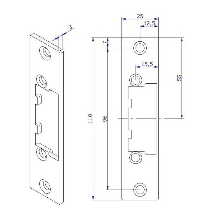 Opener & Closers Plaque de fermeture courte, acier inoxydable
