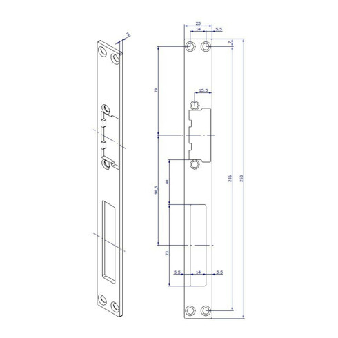 Opener & Closers Plaque de fermeture courte, acier inoxydable