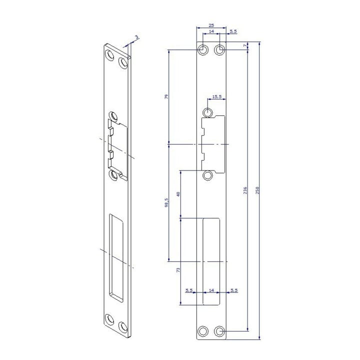 Opener & Closers Plaque de fermeture courte, acier inoxydable