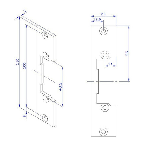 Opener & Closers Plaque de fermeture courte, acier inoxydable