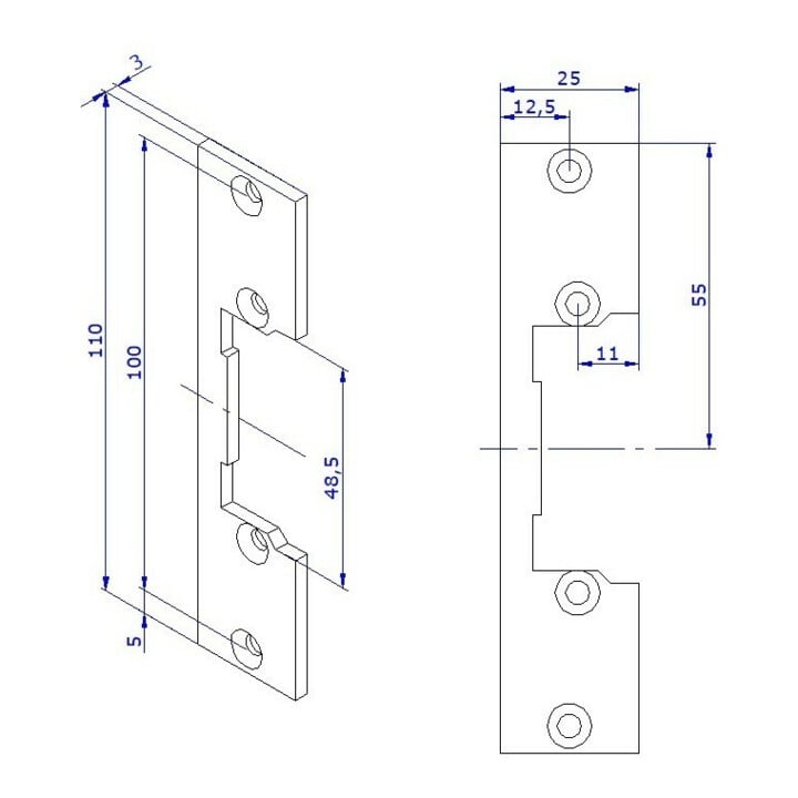 Opener & Closers Plaque de fermeture courte, acier inoxydable