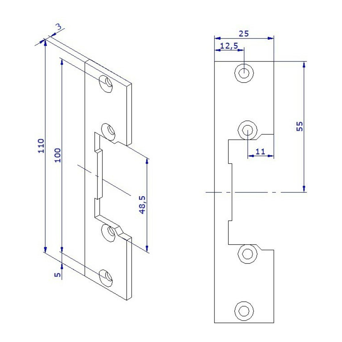 Opener & Closers Plaque de fermeture courte, acier inoxydable