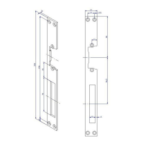 Opener & Closers Plaque de fermeture longue, acier inoxydable