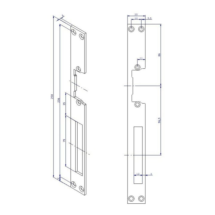 Opener & Closers Plaque de fermeture longue, acier inoxydable