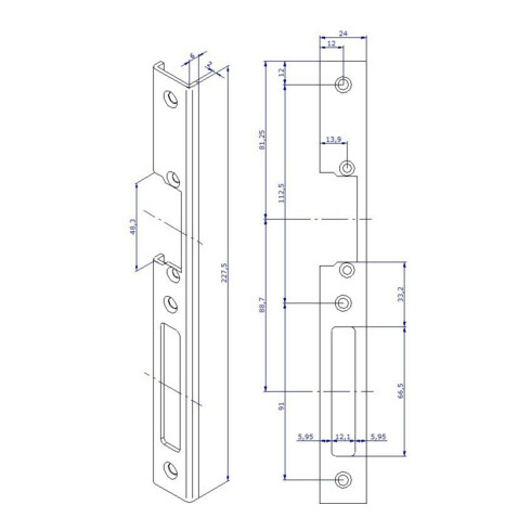 Opener & Closers Plaque de fermeture longue, acier inoxydable