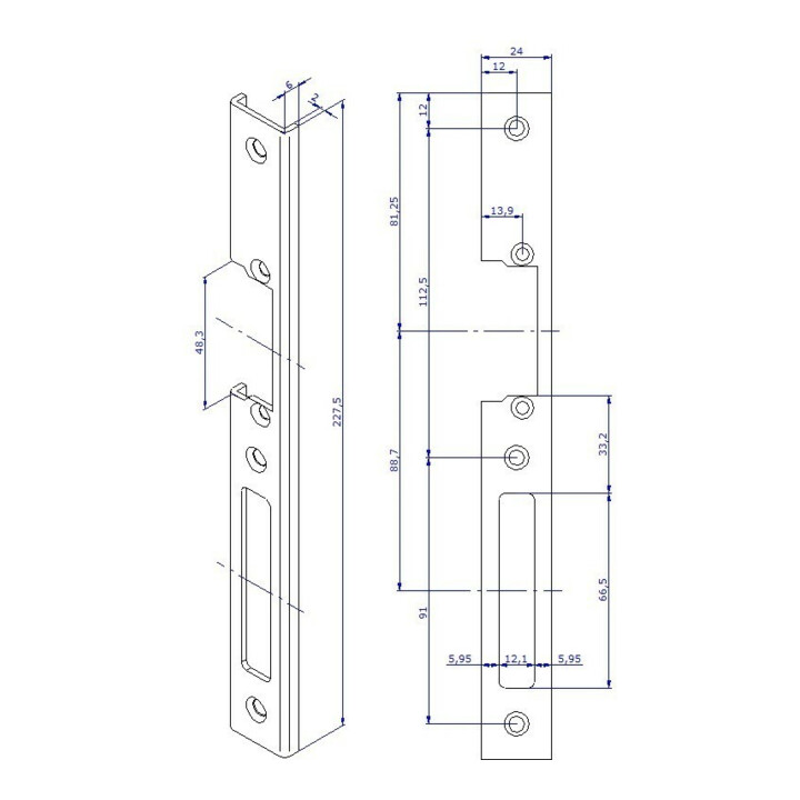 Opener & Closers Plaque de fermeture longue, acier inoxydable