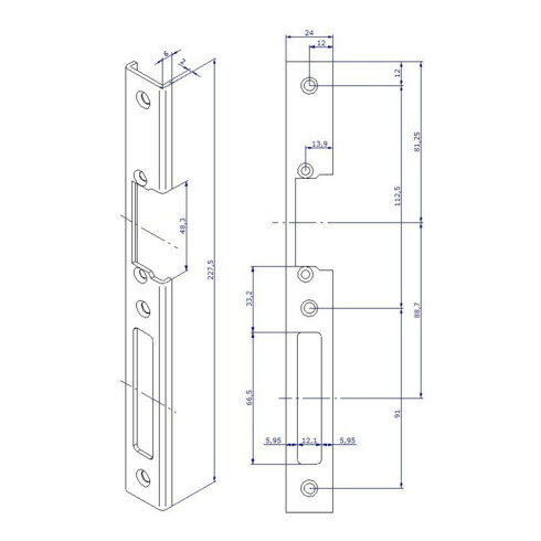 Opener & Closers Plaque de fermeture longue, acier inoxydable