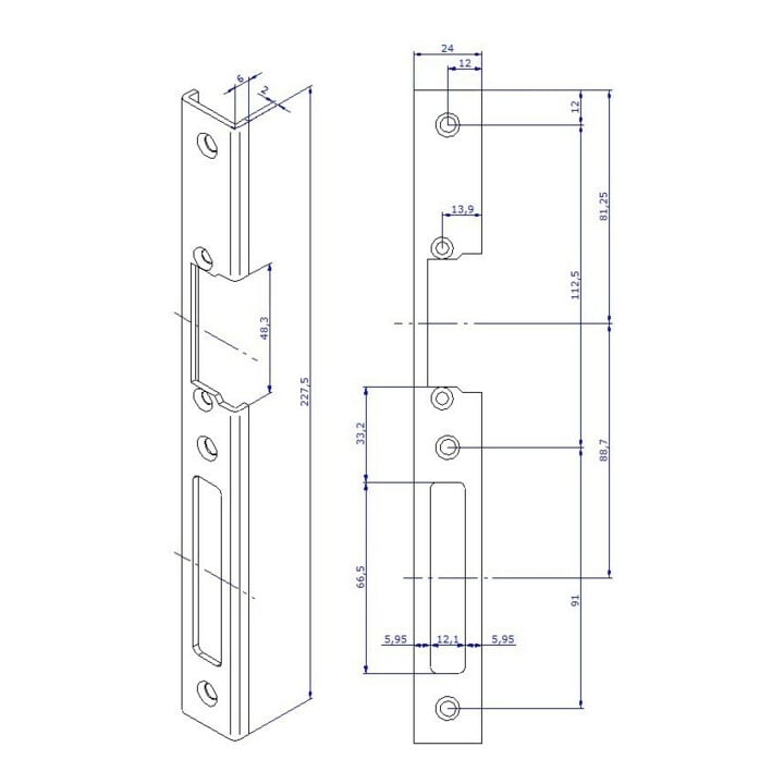 Opener & Closers Plaque de fermeture longue, acier inoxydable