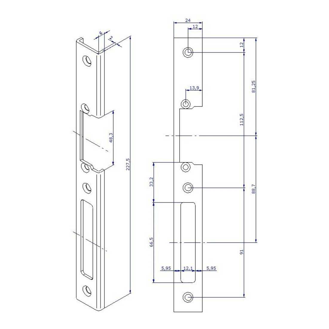 Opener & Closers Plaque de fermeture longue, acier inoxydable
