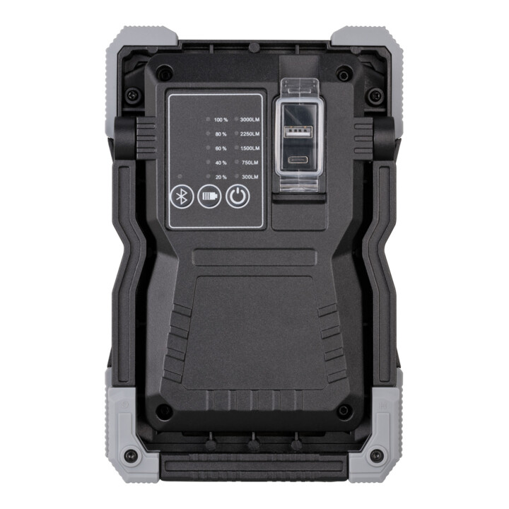 Oplaadbare LED-schrijnwerper RUFUS 3010 MA, 3000lm, IP65, met Bluetooth®-luidspreker