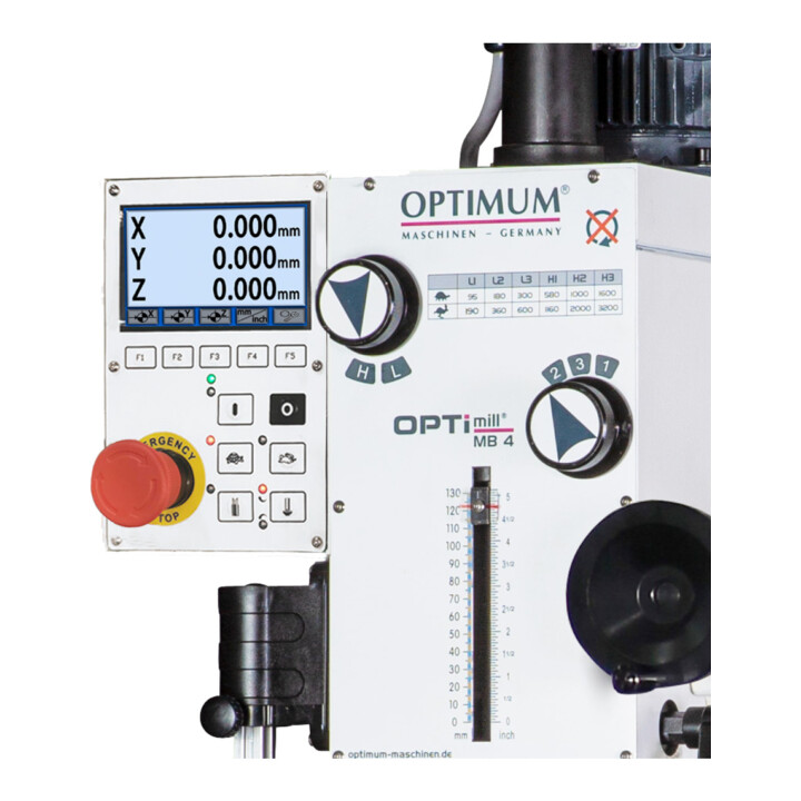 OPTIMUM Bohr-Fräsmaschine OPTImill MB 4D digitale Positionsanzeige