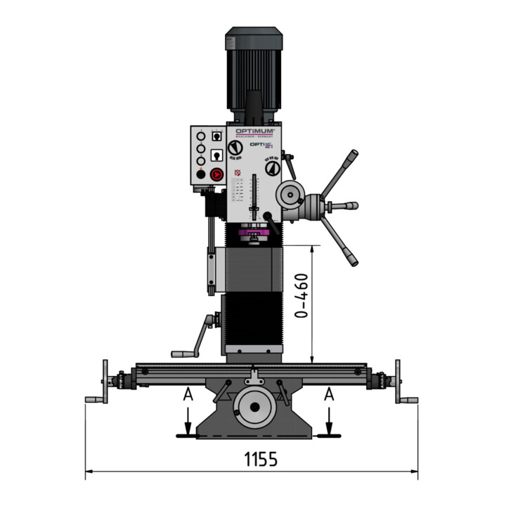 OPTIMUM Bohr-Fräsmaschine OPTImill MB 4D digitale Positionsanzeige
