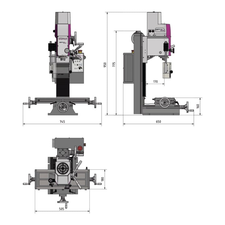 Optimum Bohr-Fräsmaschine OPTImill MH 22V