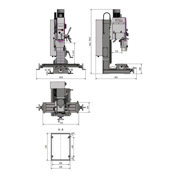 OPTIMUM Bohr-Fräsmaschine OPTImill MH 35G