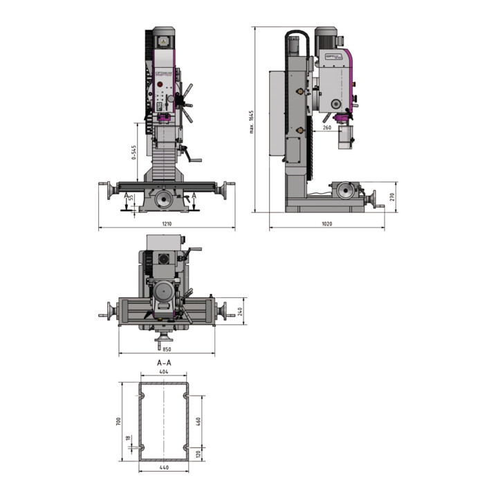 Optimum Bohr-Fräsmaschine OPTImill MH 50G