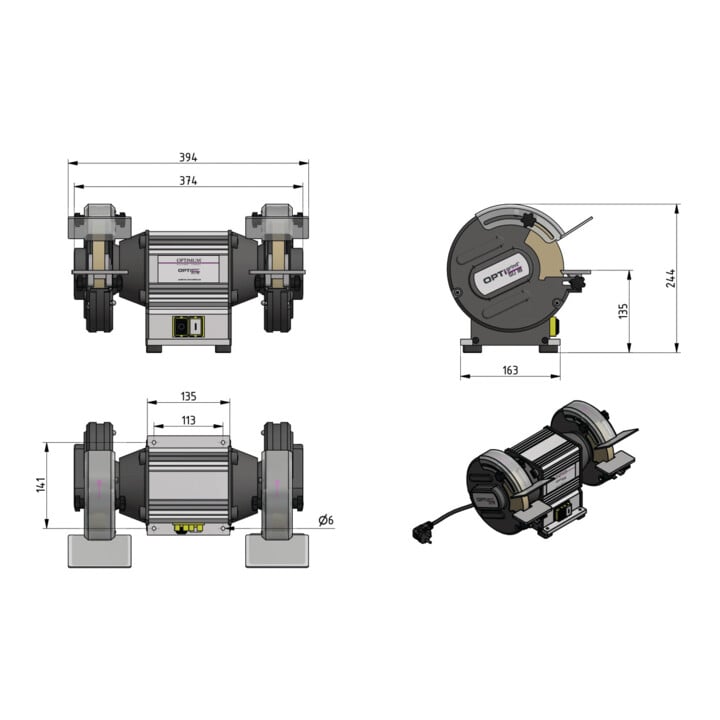 Optimum Doppelschleifmaschine OPTIgrind GU 18