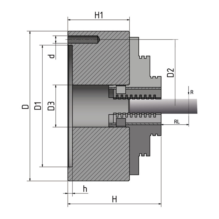 Optimum Dreibackendrehfutter Ø 160 mm zentrisch spannend