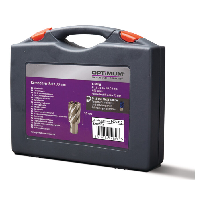 Optimum Kernbohrerset HSS-TiAlN 30 mm Kunststoff-Koffer