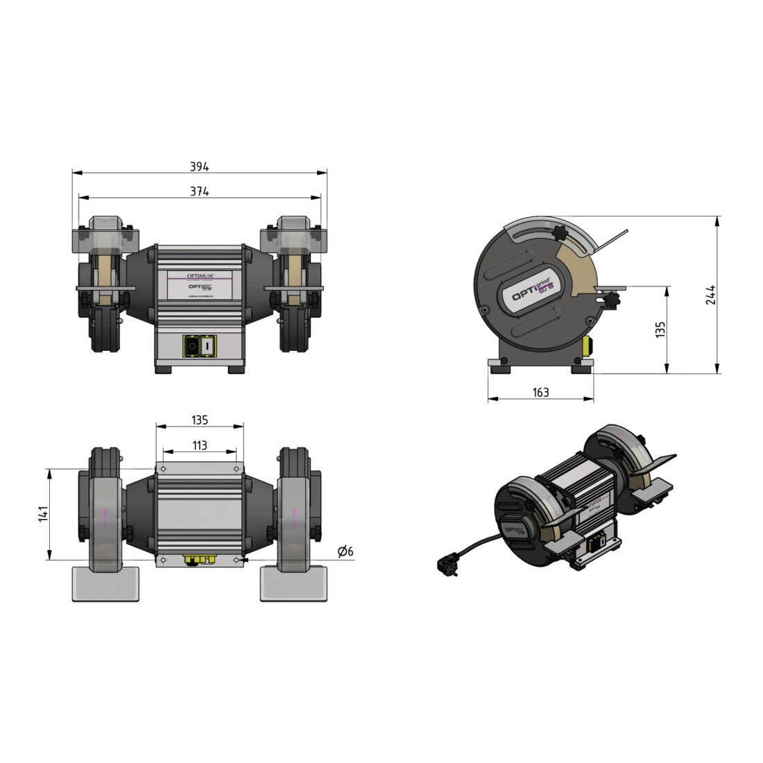 Optimum Machine à affûter double OPTIgrind GU 18