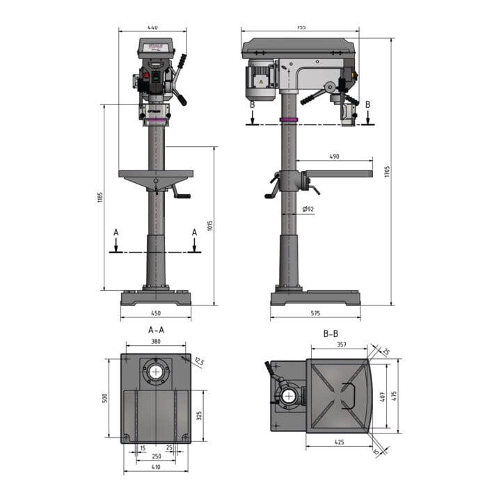 Optimum Säulenbohrmaschine OPTIdrill D 33Pro mit Schnellspannbohrfutter 1-16 mm