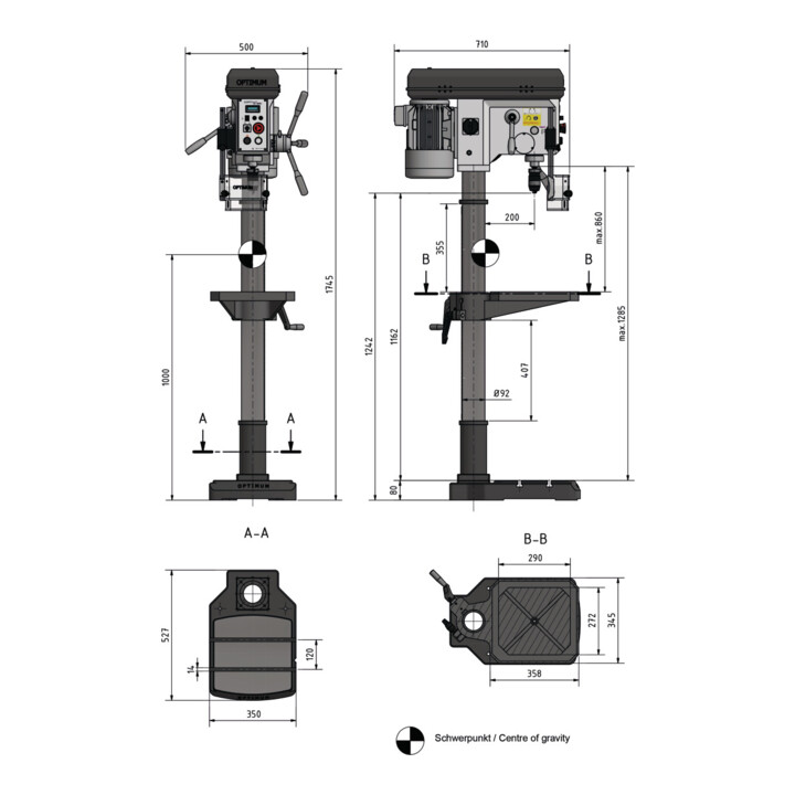 OPTIMUM Säulenbohrmaschine OPTIdrill DH 28BV
