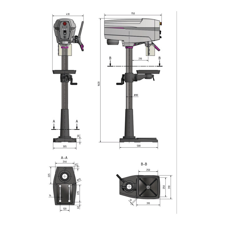 OPTIMUM Säulenbohrmaschine OPTIdrill DP 26-F 400 V Set