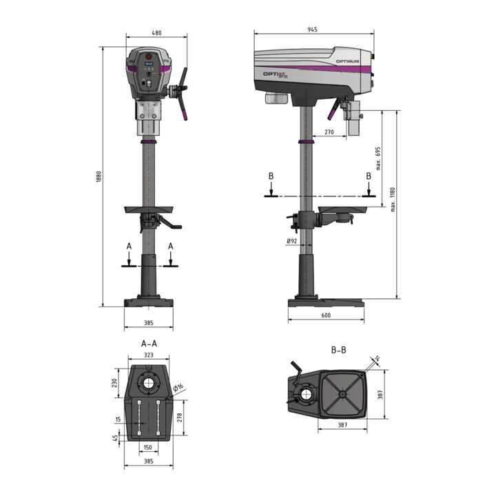 Optimum Säulenbohrmaschine OPTIdrill DP 33