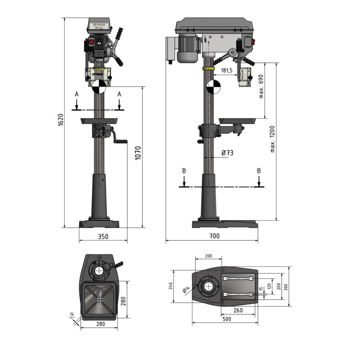 Optimum Säulenbohrmaschine OPTIdrill DQ 25