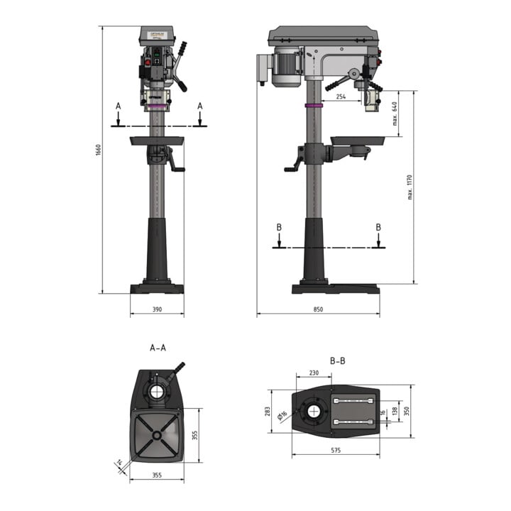 Optimum Säulenbohrmaschine OPTIdrill DQ 32 inkl. Schraubstock