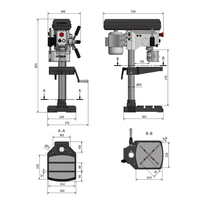 OPTIMUM Tischbohrmaschine OPTIdrill B 16H
