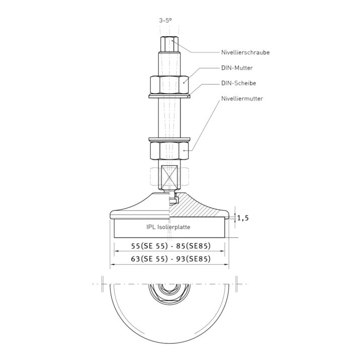 Optimum Vibrationsdämpfer-Maschinenfuß SE 55