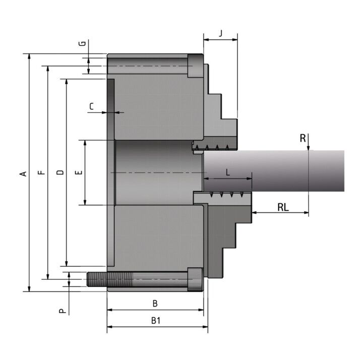 Optimum Vierbacken-Drehfutter BISON Ø 250 mm DIN 6350 A2-5