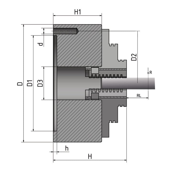 Optimum Vierbacken-Drehfutter Guss Ø 80 mm zentr.spannend