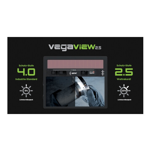 Optrel Schweißerschutzhelm Vegaview2.5 Batterielebensdauer ca.3000 h 90x110mm DIN 8-12