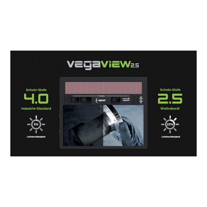 Optrel Schweißerschutzhelm Vegaview2.5 Batterielebensdauer ca.3000 h 90x110mm DIN 8-12