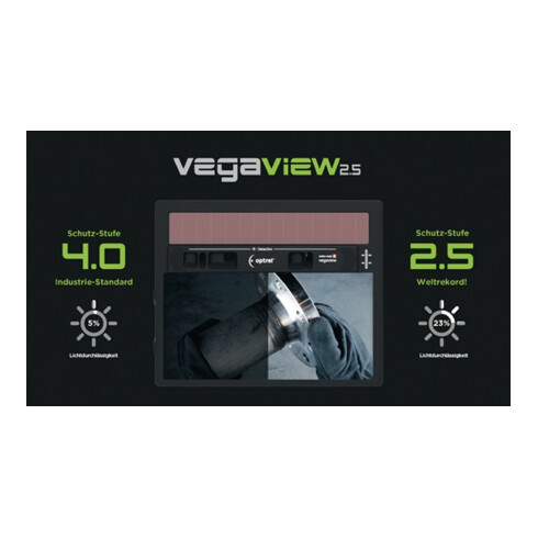 Optrel Schweißerschutzhelm Vegaview2.5 Batterielebensdauer ca.3000 h 90x110mm DIN 8-12