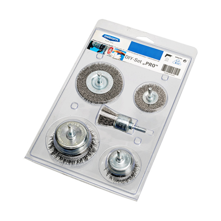 Osborn DIY borstel set 5-delig, gegolfd draad
