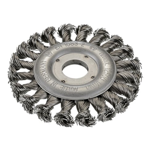 Osborn Spazzola tonda D115x12, foro 22,2mm, filo d'acciaio annodato 0,50mm raccordo T23 blu