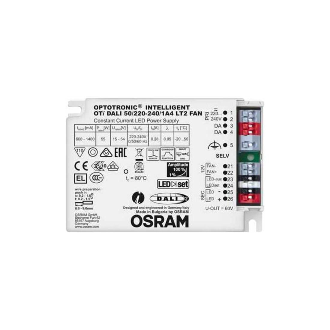 OSRAM Ballasts LED Convertisseur 600...1400mA, 50W OTiDALI502202401A4LT