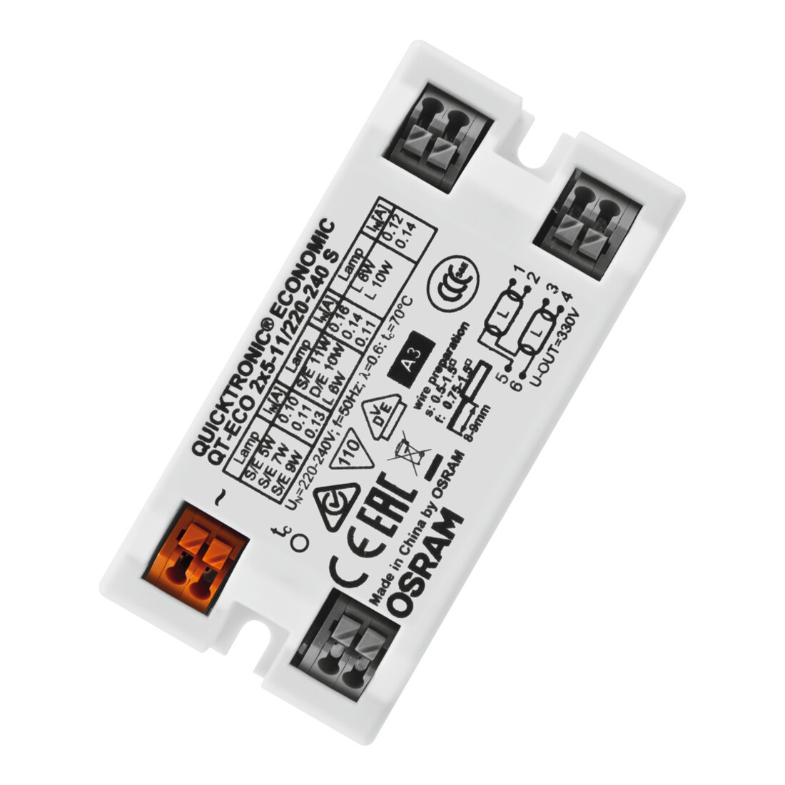 OSRAM BETRIEBSGERÄTE Elektronischer Trafo QT-ECO 2x5-11 S