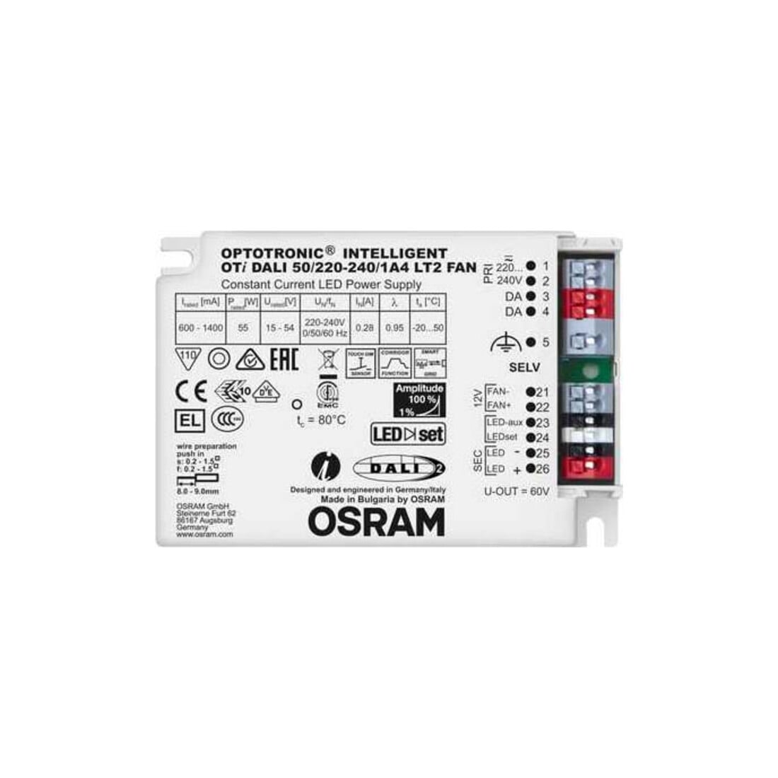 OSRAM BETRIEBSGERÄTE LED-Konverter 600...1400mA, 50W OTiDALI502202401A4LT