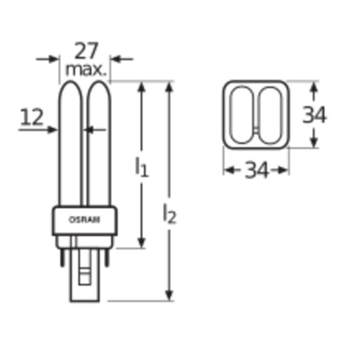 OSRAM LAMPE Kompaktleuchtstofflampe DULUX D13W/827