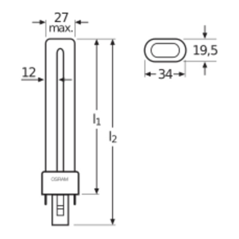 OSRAM LAMPE Kompaktleuchtstofflampe DULUX S 5W/827
