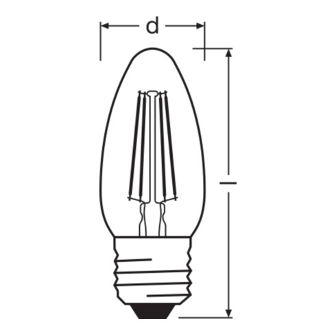 OSRAM LAMPE LED-Kerzenlampe E27 827 LEDPCLB404W827FILE27