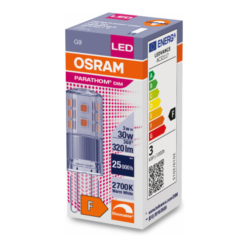 OSRAM LAMPE LED-Lampe G9 827, dim. LEDPPIN30DCL3W/827G9