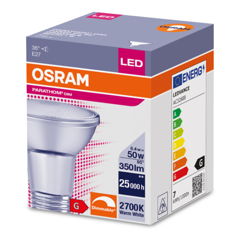 OSRAM LAMPE LED-Reflektorlampe PAR20 E27, 927, dim. LPPAR20D5036 6,4W927