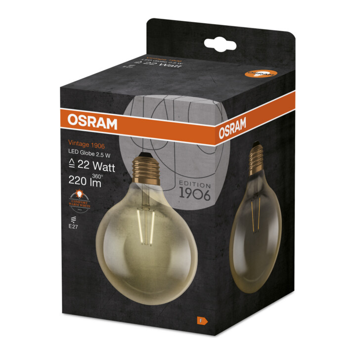 OSRAM Lampe LED Vintage E27, 824 1906GLOBE2,8/824FGD